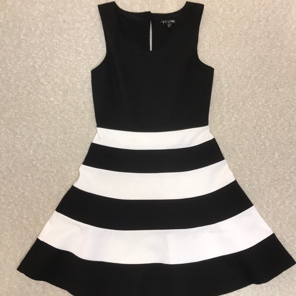 Express New Without Tags Black Strip Dress